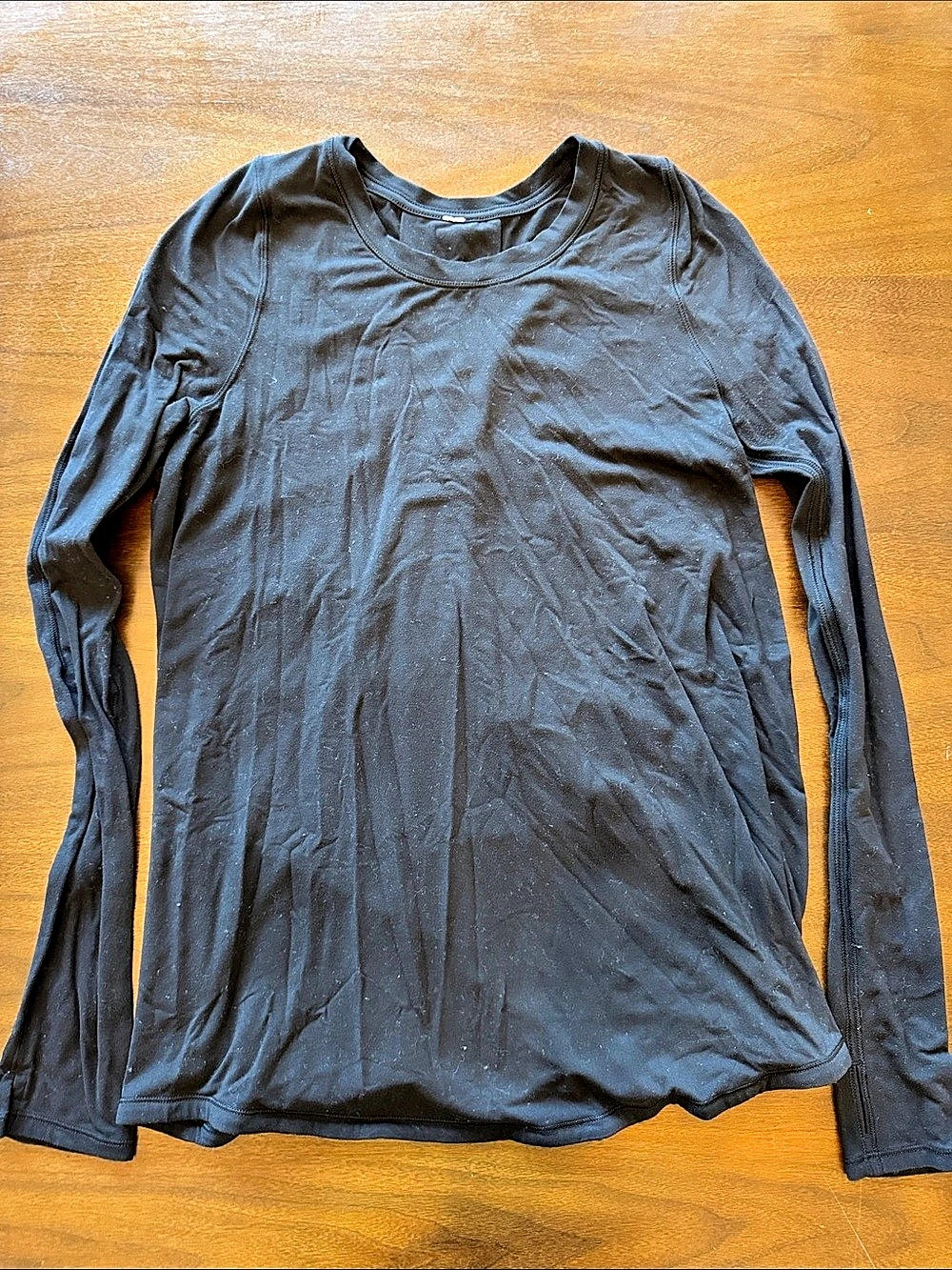 lululemon Modal Pleated Back Long Sleeve Shirt Black, size medium